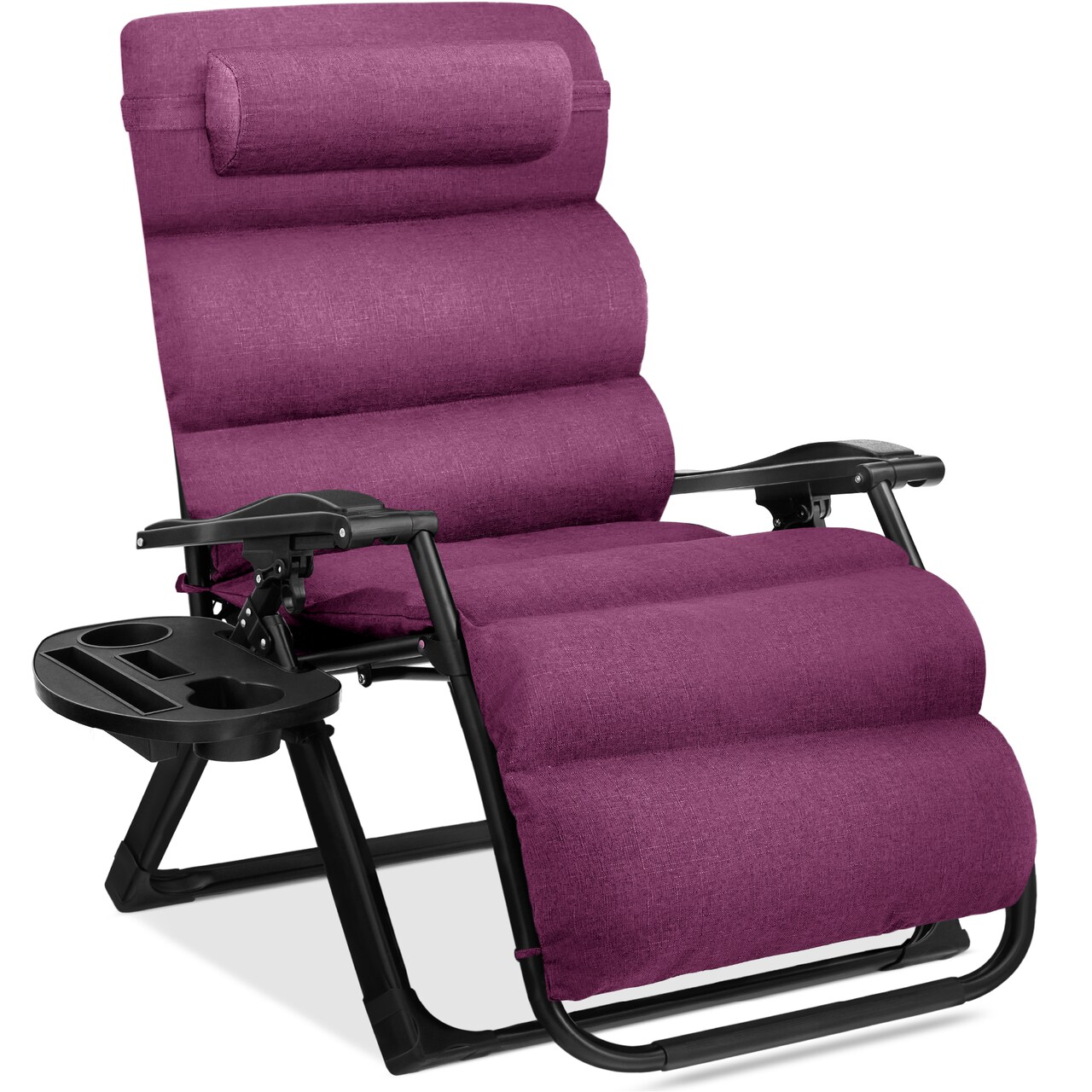 Best Choice Products Oversized Zero Gravity Chair, Folding Recliner w/ Removable Cushion, Side Tray